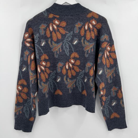 Current Air Anthropologie Sweater Jacquard Half Zip Denim Blue Multi Size Medium - Picture 6 of 10